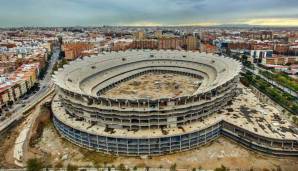 2007 begannen die Bauarbeiten, 2010 sollte es fertig sein - heute sieht das "Nou Mestalla" noch immer so aus.