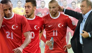 In den Schlagzeilen: Ömer Toprak, Hakan Calhanoglu, Gökhan Töre und Fatih Terim (v.l.)