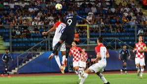 Moussa Dembele (M.) erzielte das 1:0-Siegtor für Frankreich.