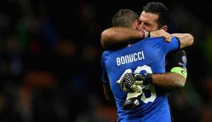 Gianluigi Buffon (Italien/Juventus Turin) und Leonardo Bonucci (Italien/AC Milan)