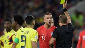 Englands Jordan Henderson sah gegen Kolumbien Gelb.