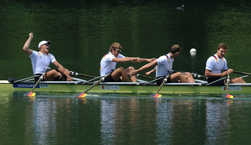 Karl Schulze, Philipp Wende, Lauritz Schoof und Tim Grohmann mit Silber bei der WM in Bled