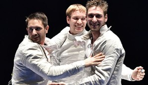 Max Hartung (r.) und Matyas Szabo (l.) stehen bei der Fecht-WM im Achtelfinale