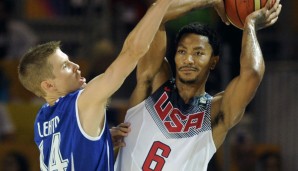 Derrick Rose (r.) und den USA gelang gegen Finnland ein nie gefährdeter Auftaktsieg