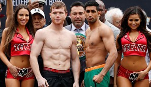 Canelo Alvaraz (l.) und Amir Khan treffen in Las Vegas aufeinander