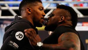 Jarrell Miller (r.) wurde gegenüber Anthony Joshua handgreiflich.