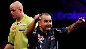 Van Gerwen und Phil Taylor im Alexandra Palace in London