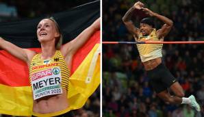 Lea Meyer (l) holte völlig überraschend Silber über 3000 m Hindernis. Bo Kanda Lita Baehre musste sich im Stabhochsprung nur Überflieger Duplantis beugen.