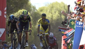 Alejandro Valverde (m.) setzte sich gegen Christopher Froome und Alberto Contador durch