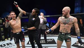 Dustin Poirier (l.) besiegte Conor McGregor durch TKO in der 2. Runde.