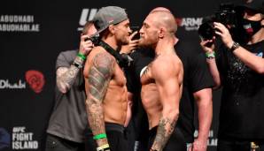 Dustin Poirier (l.) und Conor McGregor im Vorfeld des Kampfes.