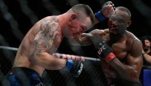 Kamaru Usman (r.) besiegte Colby Covington bei seiner ersten Titelverteidigung durch K.o.