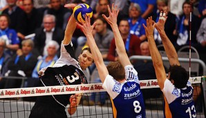 Robert Kromm (r.) trifft mit den Recycling Volleys auf Topfavorit Zenit Kasan