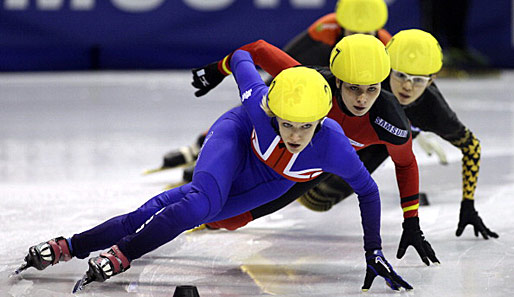 Shorttrack: Bianca Walter (2.v.l.) hinter Elise Christie aus Groß Britannien