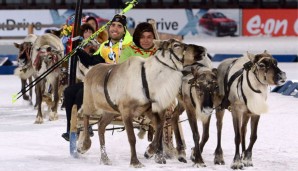 Martin Fourcade ließ sich für die Ehrenrunde was Besonderes einfallen