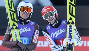 Markus Eisenbichler (r.) ist in Garmisch auf den vierten Platz gesprungen