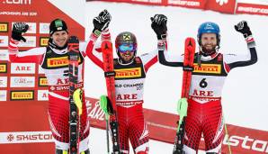 Marcel Hirscher, Michael Matt und Marco Schwarz feierten einen Dreifachsieg.