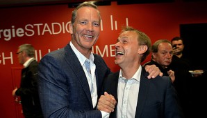 Henry Maske (l.) lobt das Olympiakonzept der Hansestadt