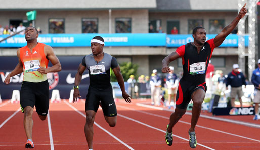 Justin Gatlin (r.) sprintet zum US-Titel über 100 Meter vor Ex-Weltmeister Tyson Gay (l.)