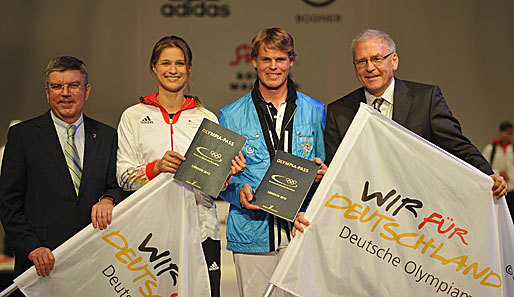 Von links nach rechts: Thomas Bach, Britta Heidemann, Frank Ostholt, Michael Vesper