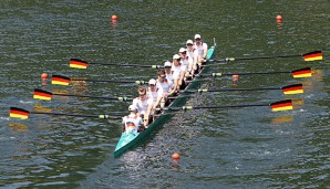 Der Deutschalnd-Achter hatte im Ziel gut eine Bootslänge Vorsprung