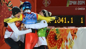 Severin Freund sicherte als letzter Springer die Goldmedaille für Deutschland