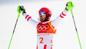 Marcel Hirscher jubelt über sein erstes Olympia-Gold