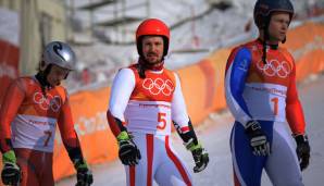 Marcel Hirscher (M.) gewann Gold vor Henrik Kristoffersen (l.) und Alexis Pinturault.