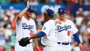 Clayton Kershaw (l.) war der Matchwinner in Sydney