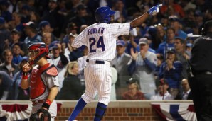 Dexter Fowler feiert seinen Homerun für die Cubs - einer von sechs Jacks!