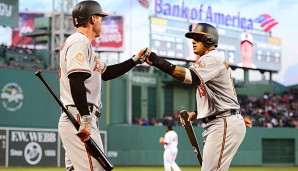 Trey Mancini (l.) schlug zwei Homeruns gegen die gegen die Red Sox