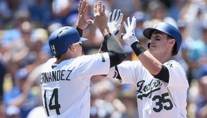 Cody Bellinger (r.) und Enrique Hernandez schlugen jeweils einen Homerun gegen Chicago