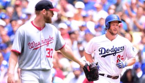 Clayton Kershaw (r.) hat das Duell gegen Stephen Strasburg für sich entschieden