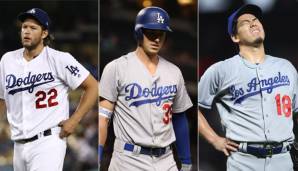 Fassungslos über den Absturz: Clayton Kershaw, Cody Bellinger und Kento Maeda (v.l.)