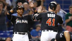 Starlin Castro (l.) schlug den Sacrifice Fly, der letztlich sogar drei Runs der Marlins ermöglichte.