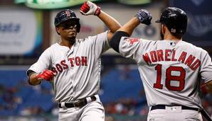 Xander Bogaerts (l.) gelang unter anderem ein Homerun gegen die Rays.