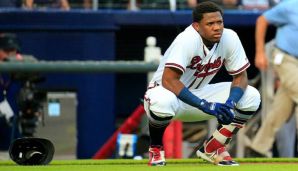 Ronald Acuna Jr. wurde gegen die Marlins zu Spielbeginn am Ellenbogen getroffen.