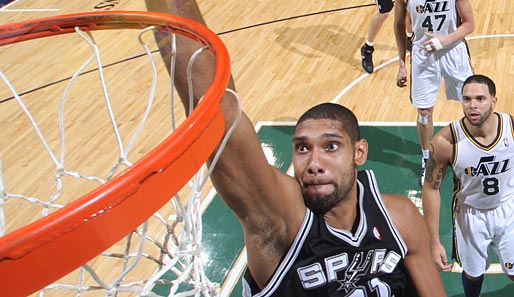 San Antonios Power Forward Tim Duncan machte gegen die Utah Jazz ein starkes Spiel