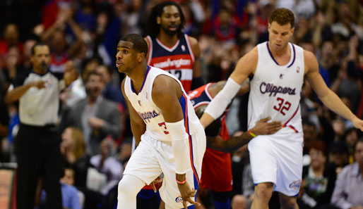 Chris Paul (l.) sicherte den Clippers-Sieg über Washington