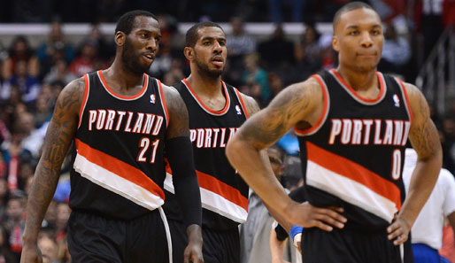 Die Blazers-Starting-Five um Lillard (r.), Aldridge (M.) und Hickson zählt zu den besten der Liga