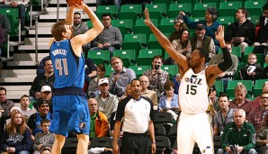 Dirk Nowitzki bestrafte die lasche Defense der Jazz mit zwölf erfolgreichen Jumpern