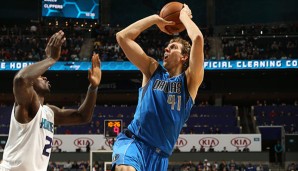 Dirk Nowitzki machte gegen die Hornets seinen 27.000 Karrierepunkt