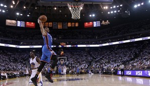 Russell Westbrook erzielte in dieser Saison im Schnitt die meisten Punkte - oft per wildem Dunk