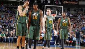 Rudy Gobert (l.) und Derrick Favors machten die Jazz zu einem der besten Defenseteams der NBA