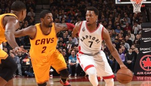 Kyle Lowry (r.) zeigte gegen die Cavs das wohl beste Spiel seiner Karriere