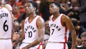 DeMar DeRozan (l.) und Kyle Lowry (r.) sind beide noch nicht so recht in den Playoffs angekommen