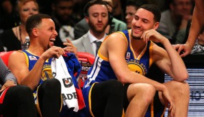 Freuen sich Klay Thompson und Steph Curry über die Ansage der Cavs?