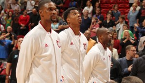 Big Three? Nur Hassan Whiteside (M.) spielt definitiv noch für die Miami Heat...