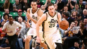 Gordon Hayward (r.) und Rudy Gobert - zwei Eckpfeiler des Erfolgs in Utah