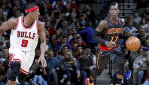 Dennis Schröder nahm es mit Gegenspieler Rajon Rondo auf